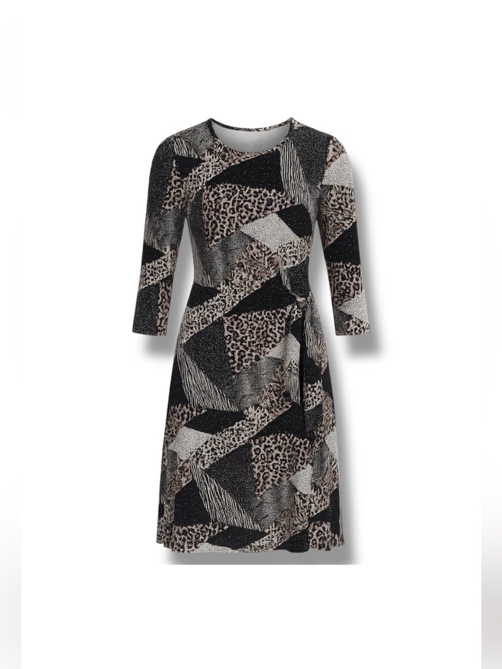 Joseph Ribkoff Animal Print Patchwork Dress Size 8